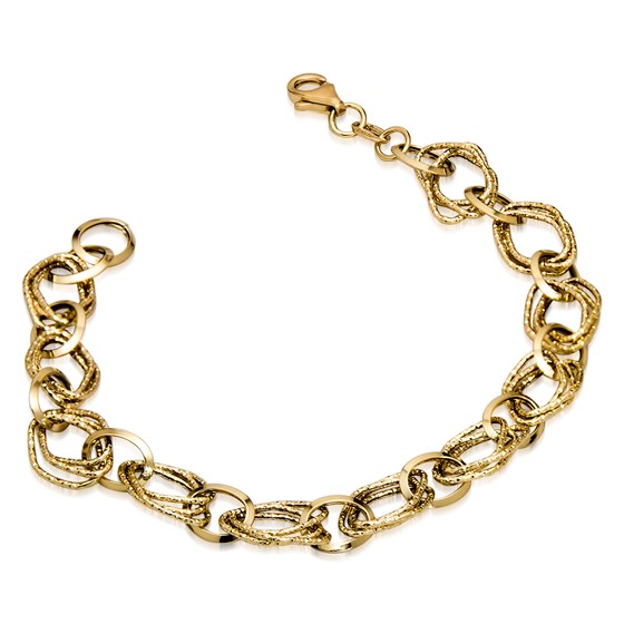 14k Gold Polished and Textured Fancy Link Bracelet 14k Gold Polished and Textured Fancy Link Bracelet